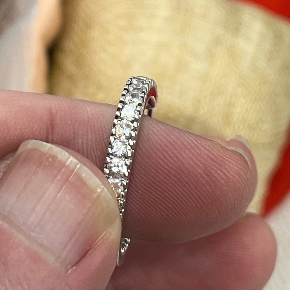 Vintage Ross-Simons Sterling Silver Hoop Earrings with CZ – Snapbar In & Out - Picture 9 of 17